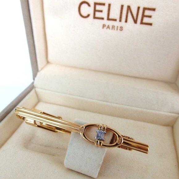 Authentic CELINE Macadam Nek Tie pin metal [Used] - Picture 1 of 7
